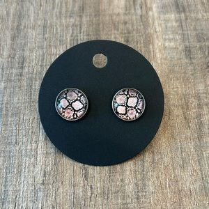 Homemade Earrings - 12mm diameter circle - post style - animal‎ print